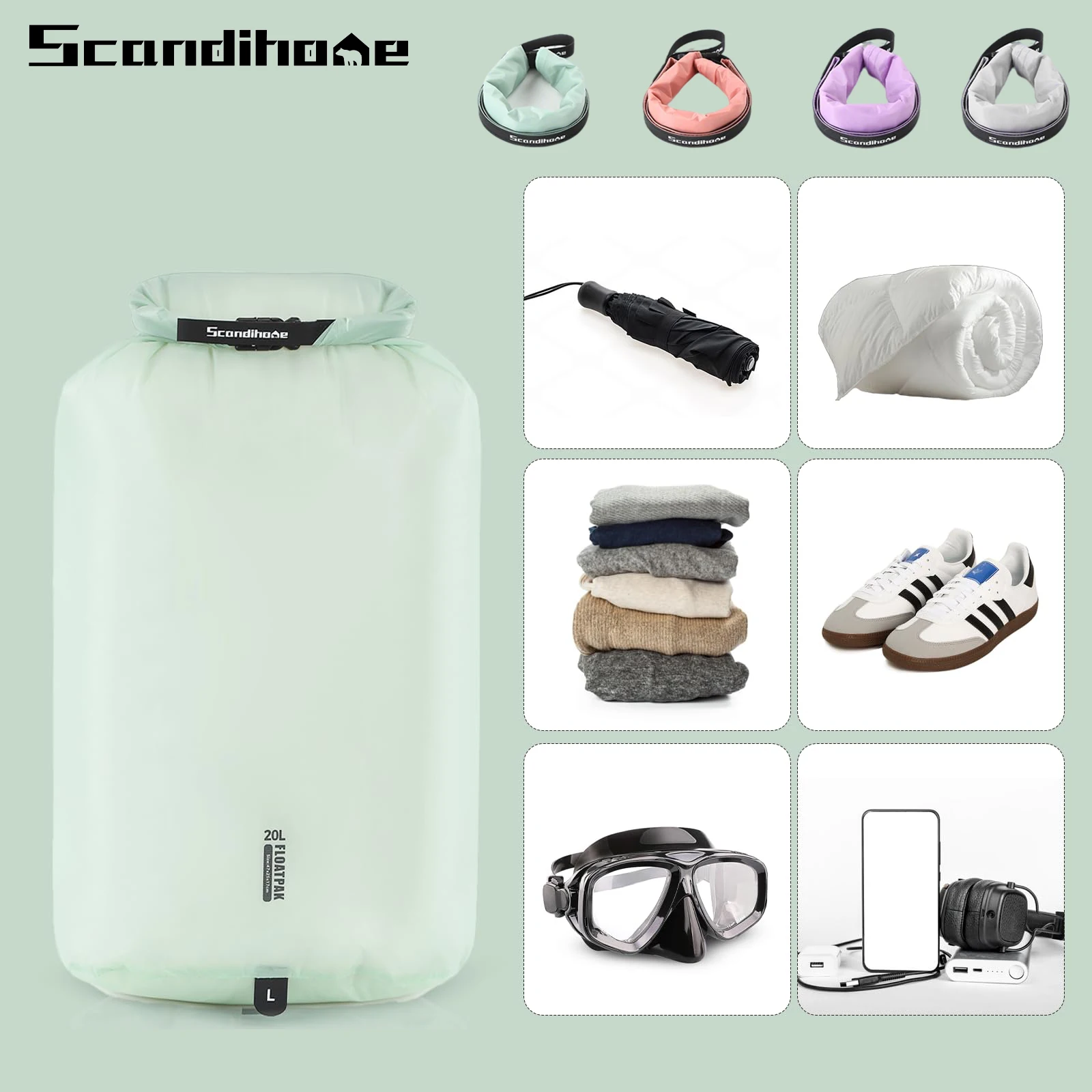 

Ультралегкий водонепроницаемый гермомешок из ПУ 8000 мм для плавания, кемпинга, походов, хранения вещей, органайзер для путешествий, сумка для одежды 9л 15л 20л