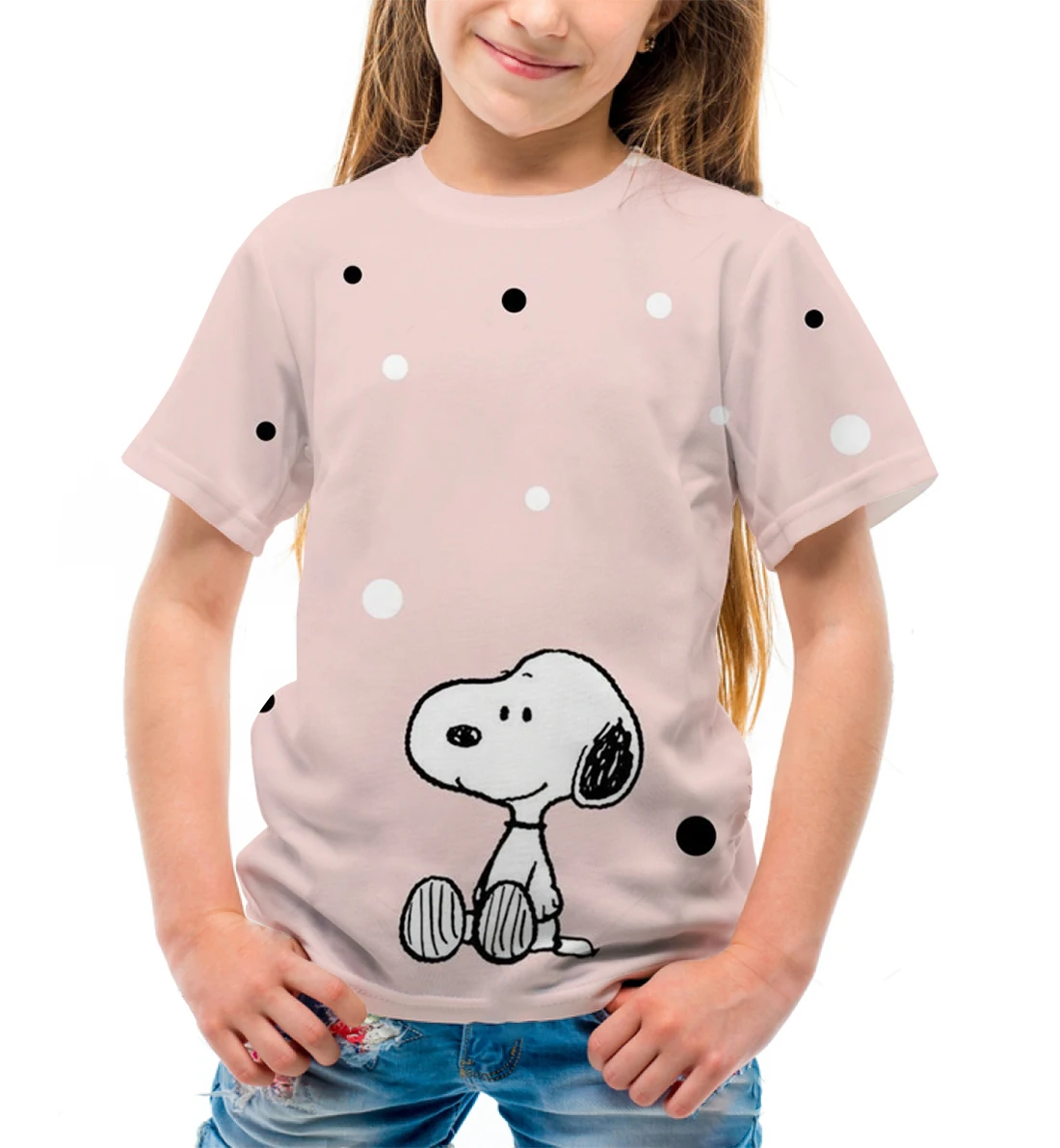 Snoopy print short-sleeved top round neck T-shirt spring and summer children's loose and comfortable short sleeves unisex