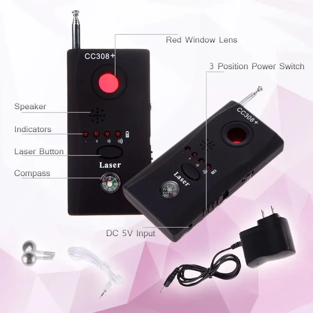 CC308+ Multi-Function Wireless Hidden Spy Camera Detector Radio Wave Signal Camera Scan Full-range WiFi RF GSM Device Finder