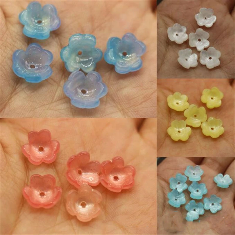 10pcs/lot new acrylic flower beads 12mm torus acetic acid leaves connector for diy earrings hair jewelry making accessories