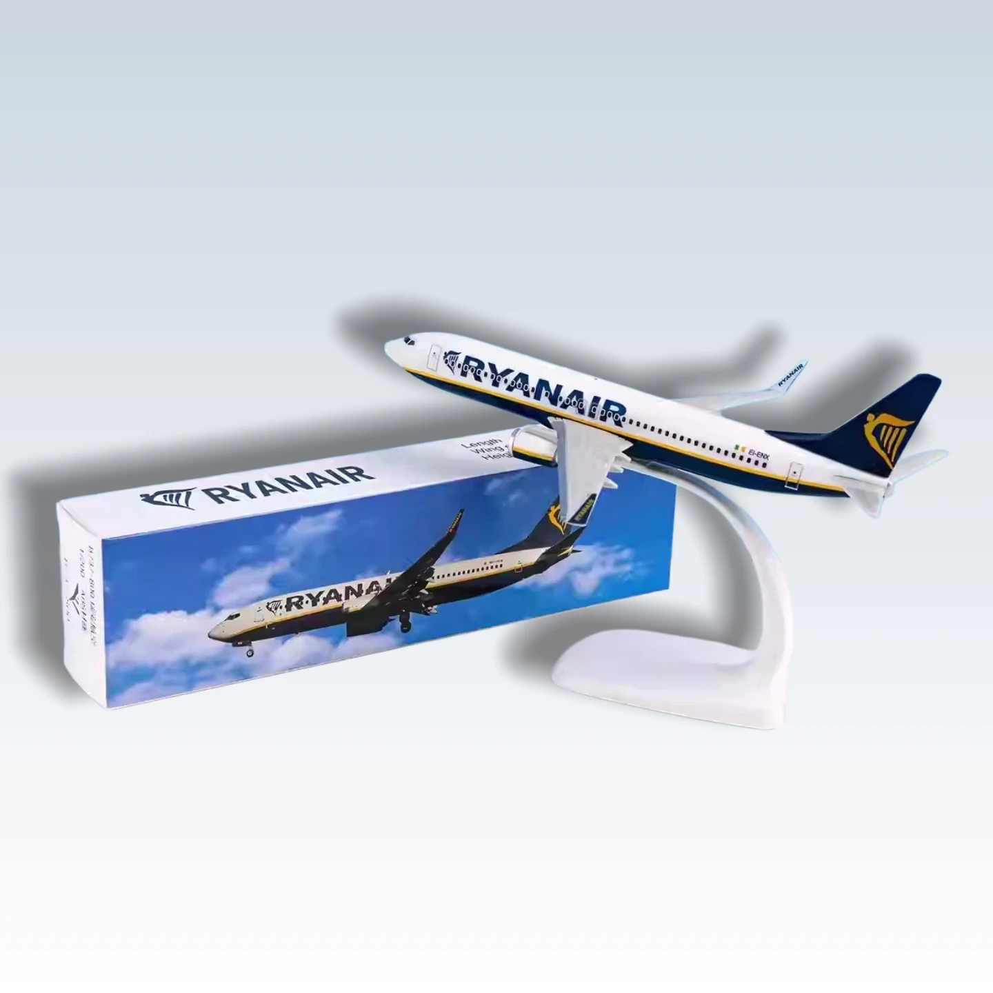 Ryanair B737-800 1:200 Scale ABS Model Airplane Kit—Static Display Model with Stand (Wheel-less) Aviation Collectible