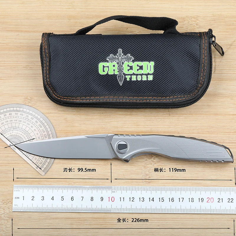 Green Thorn，Astrum Folding Knife TC4 Titanium Alloy Handle M390 Blade Outdoor Portable Camping Fruit Practical EDC Tool