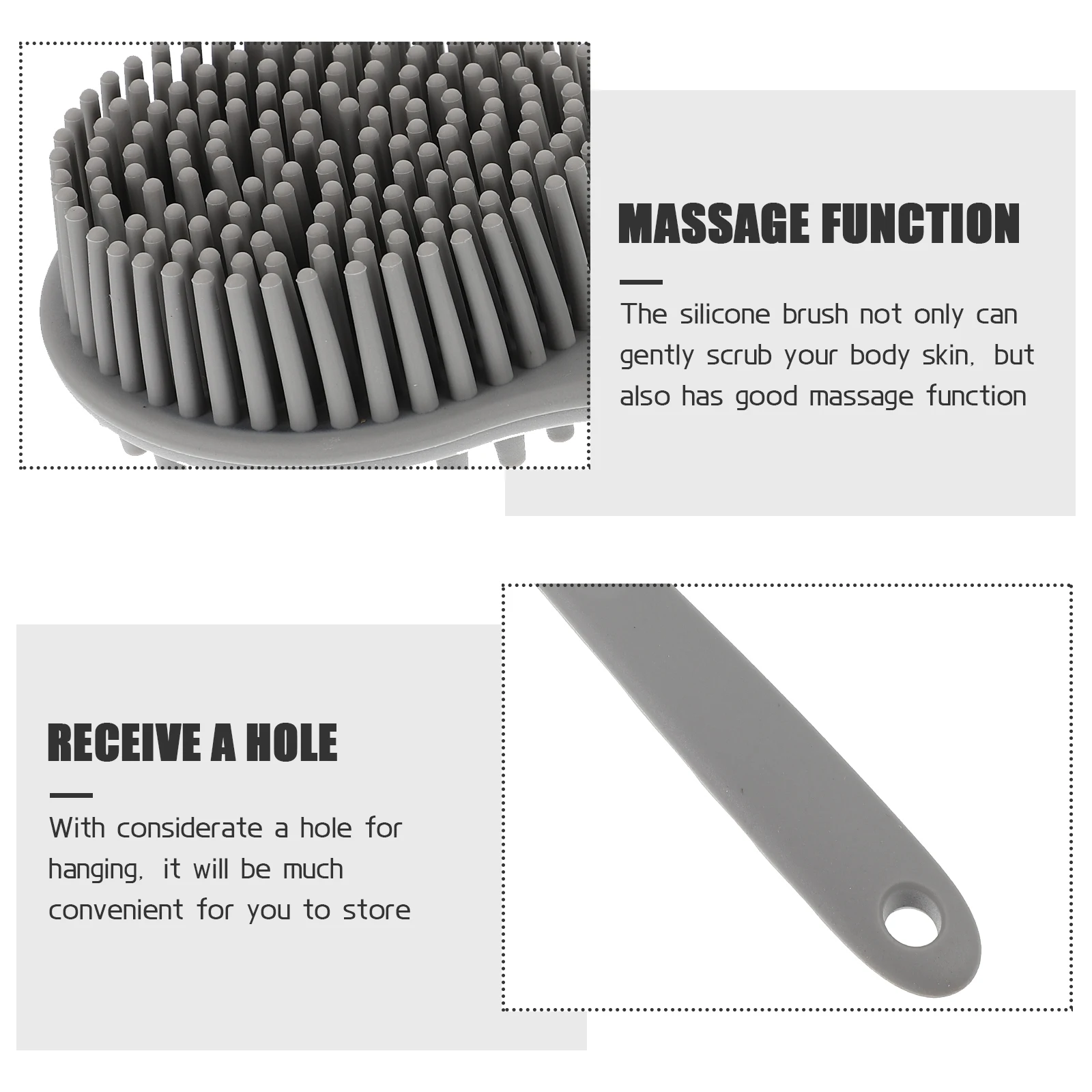 

Silicone Back Brush Long Handle Lightweight Body Scrubber Shower Exfoliating Massage Tool for Bath Home Use Body Scrubber