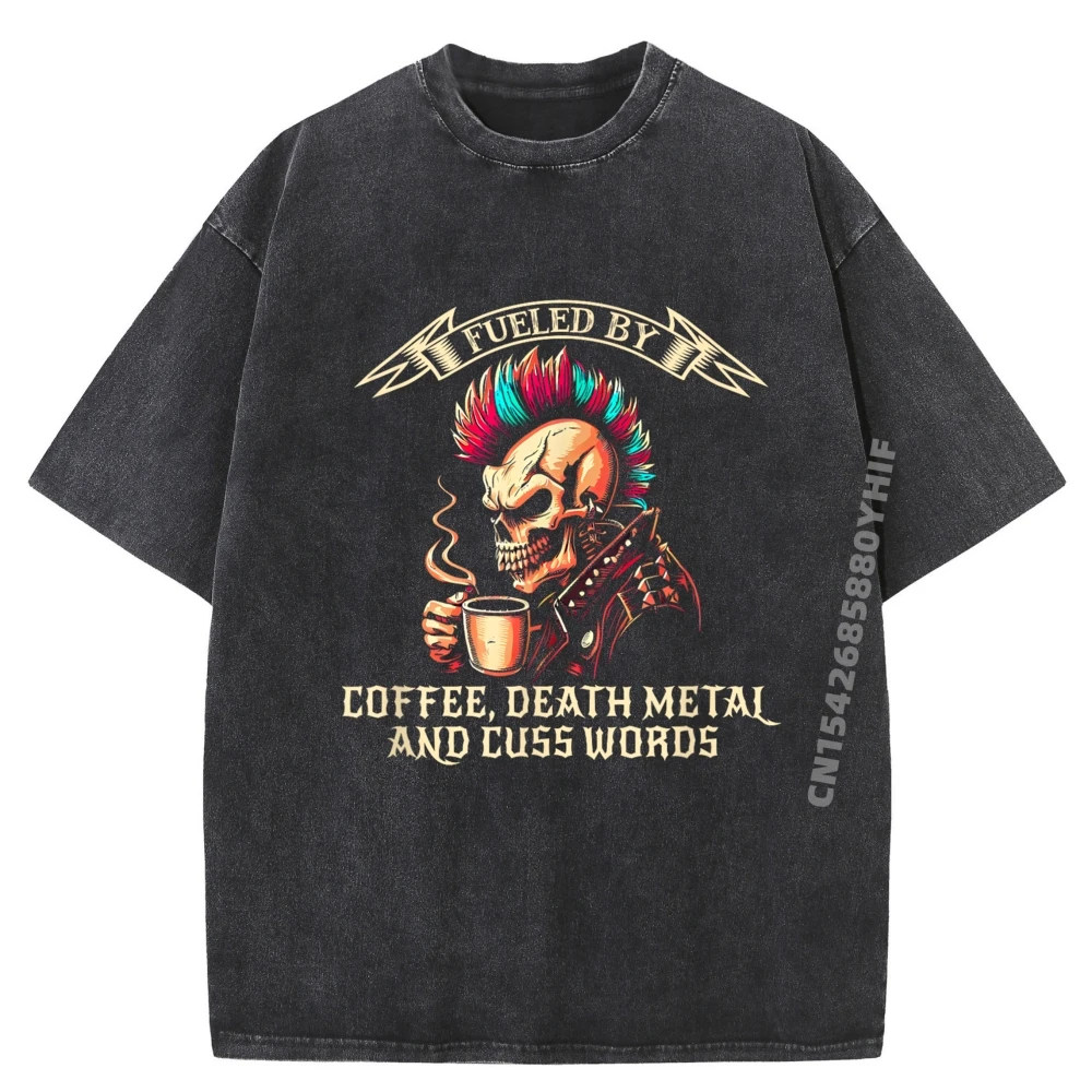 

Fueled By Coffee Cuss Words Men T Shirts High Quality T Shirt Men Washed Shirt Large Size Funny Printed Clothes