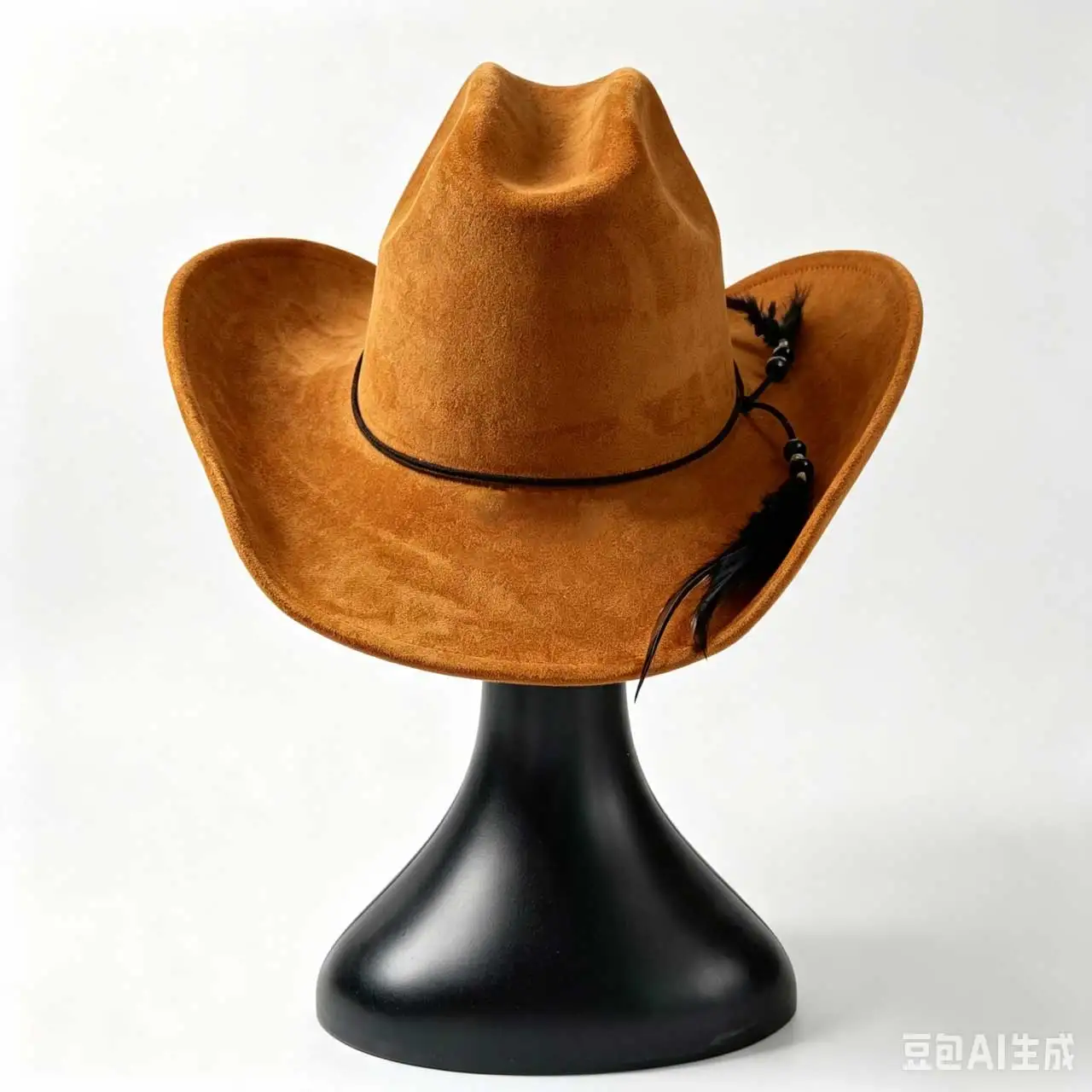 Khaki Western Vegan suede cowboy hat Feather accessories  jazz panama hat unisex women's hat wide brim cowboy hat chapéu country