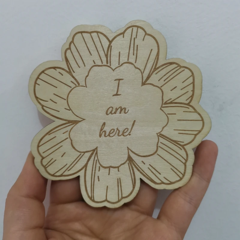 20pcs  i am here Flower Milestone Cards baby wood Photo Prop flower Plaques