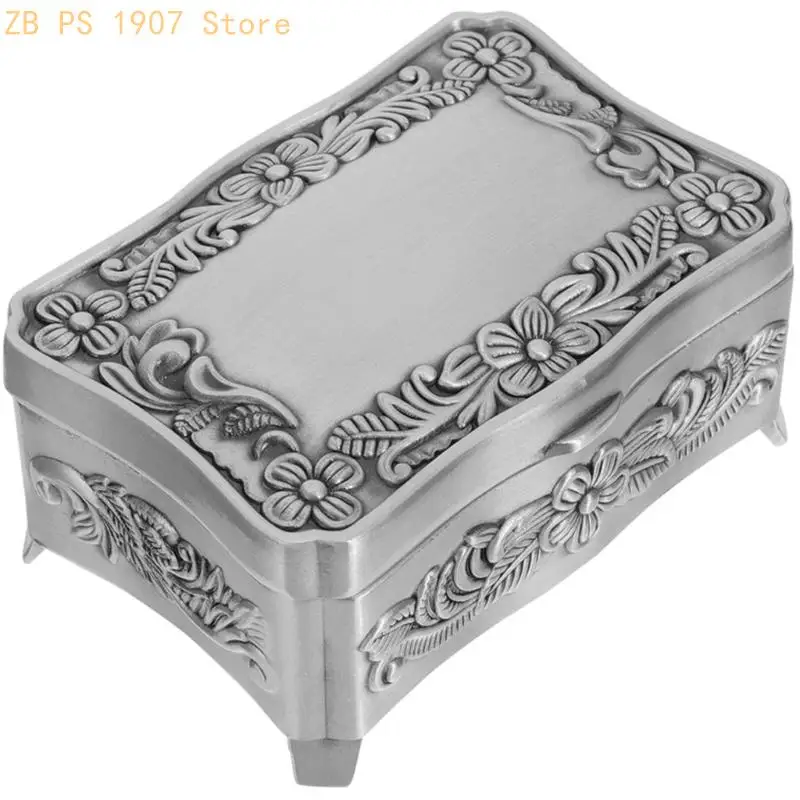 

Engraved Alloy Jewelry Box With Multi Compartment Storage For Earrings Necklaces Rings 55KA