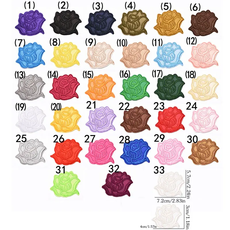 33-teiliges Set Rosen-Stickerei Dekorative Aufnäher für Kleidung, Taschen, Hüte, Socken und Accessoires – Detail 6
