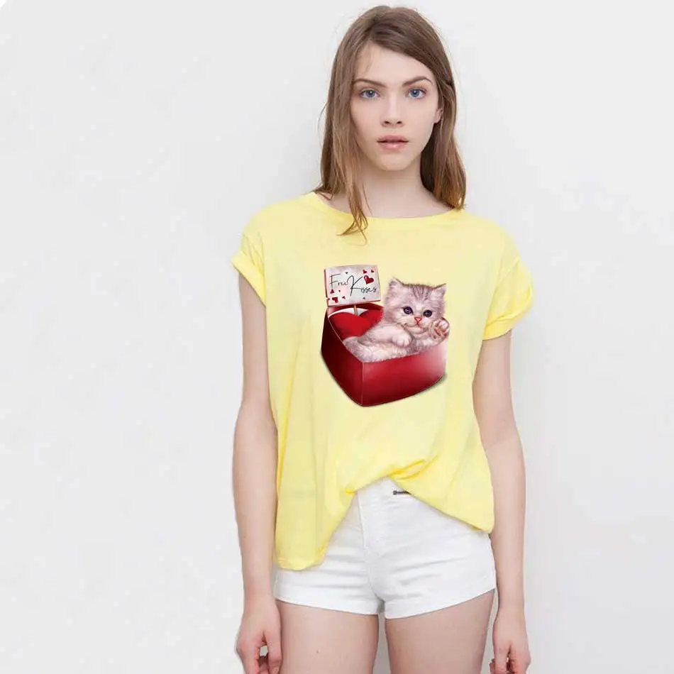 Camiseta lavable de nivel A para ropa, apliques de pegatinas de animales de dibujos animados, transferencia de hierro para ropa, hermoso gato