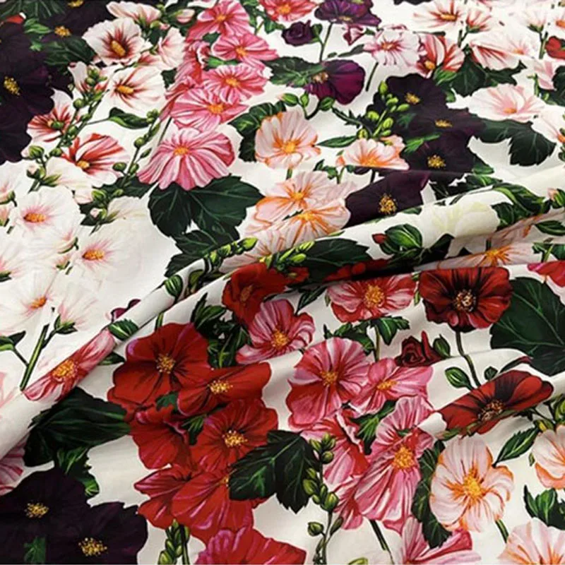 

Красочная поплиновая хлопковая ткань с цветочным принтом для женского платья, блузка, ткань ручной работы, материал для шитья своими руками