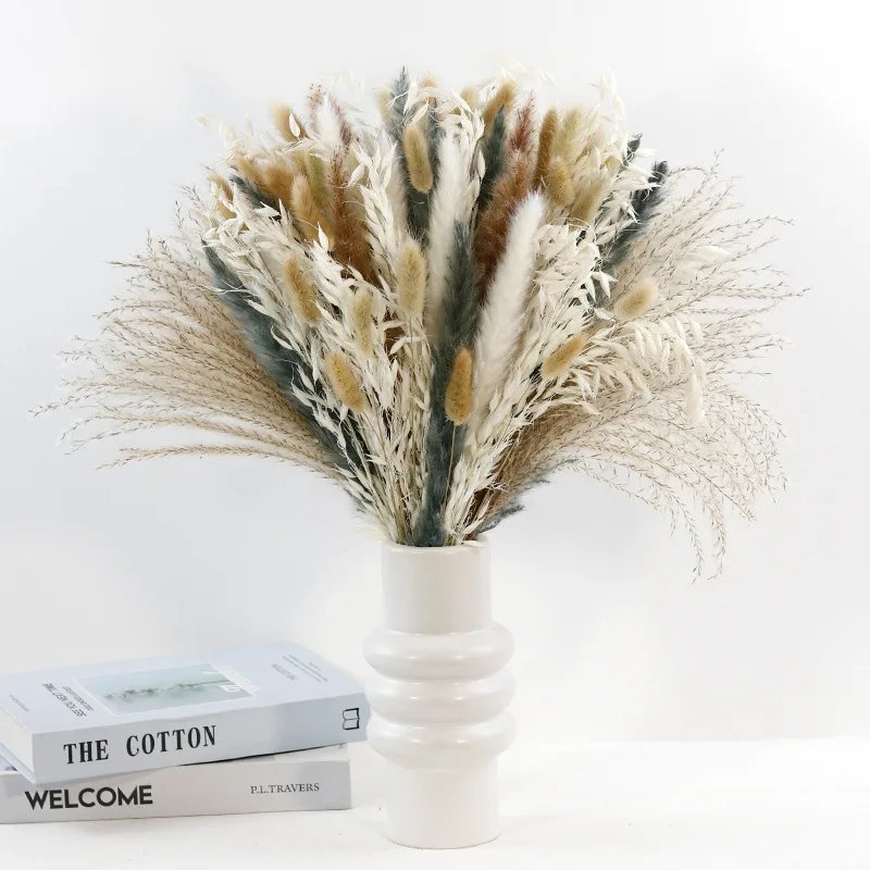 45cm Pampas Grass Bouquet Wedding Dried Flower Material Decorations Home Supplies Country Deco Decorative Flowers Table Props