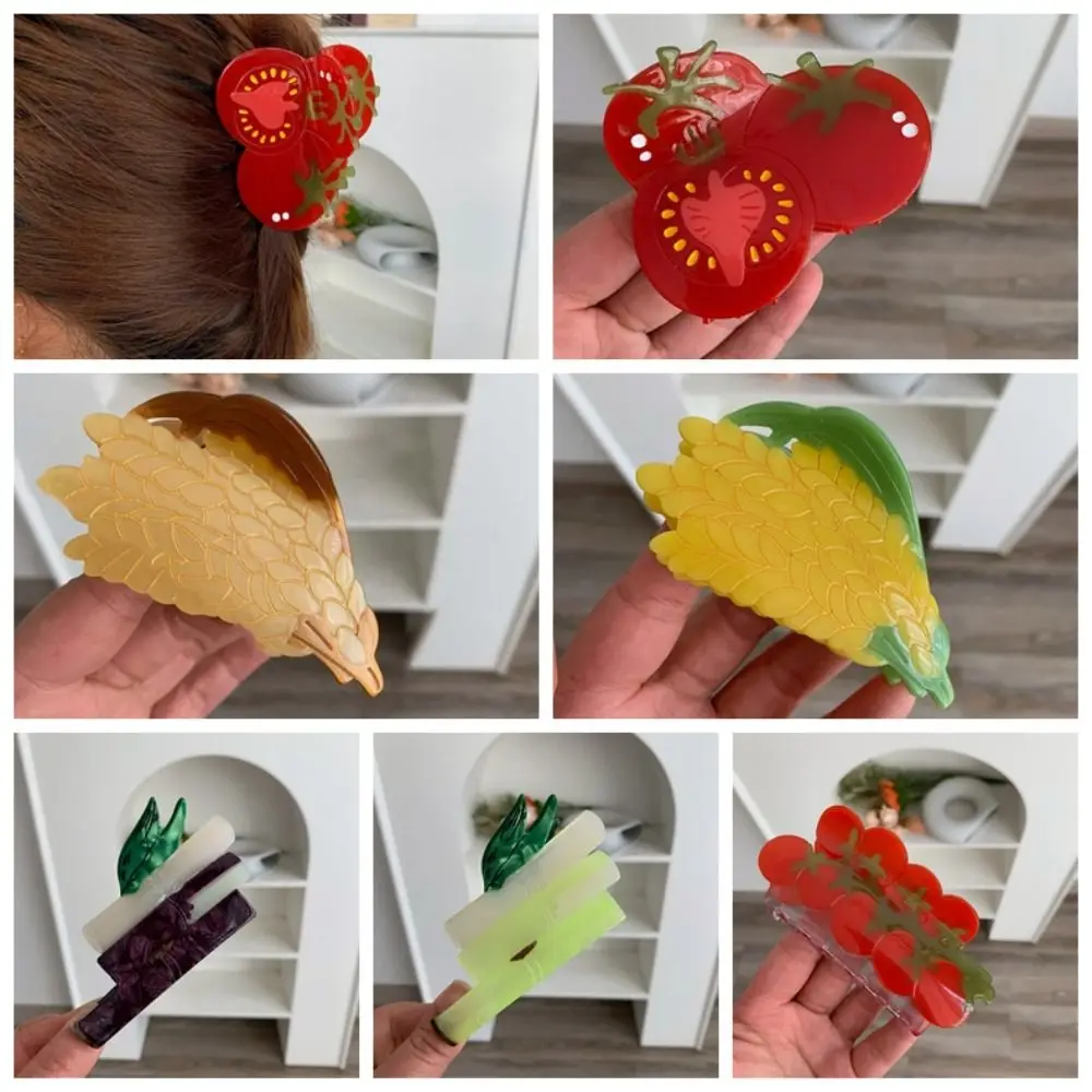

Waterproof Fruit Shark Clip Korean Style Hairgrips Acetic Acid Hair Claw Cherry Tomatoes Rice Acrylic Hair Accessories Gifts