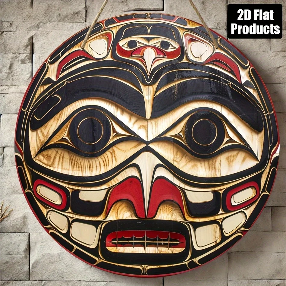 Round wooden decorative panels, with Haida style theme, suitable for bars, cafes, family activity rooms, etc.