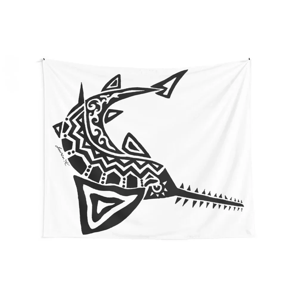 Green Sawfish Tribal Design Tapestry Korean Room Decor Bedroom Decor Living Room Decoration Outdoor Decor Tapestry