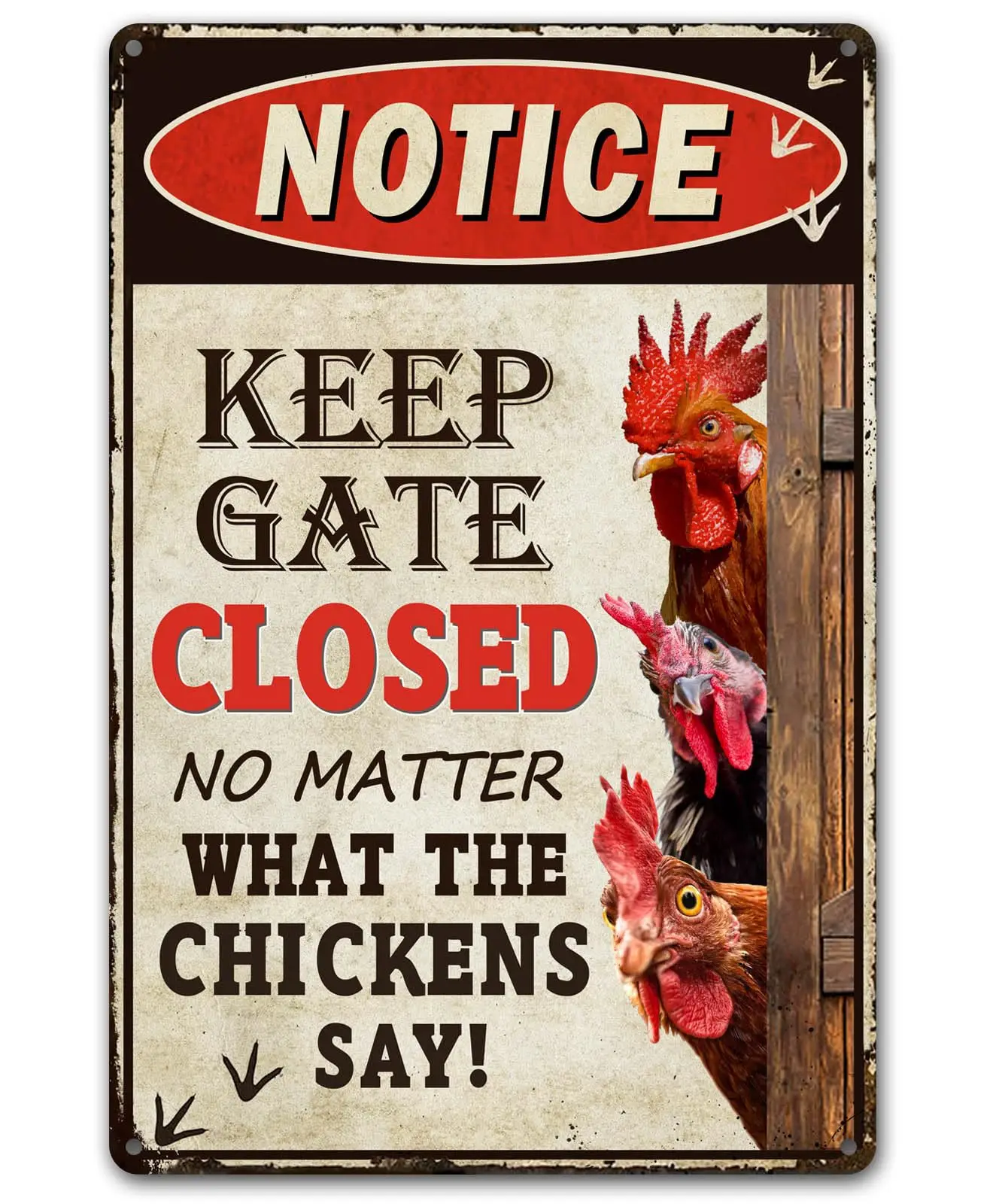 Bestylez Keep Gate Closed Sign Funny Chicken Coop Warning Sign Outdoor Chicken Decor 12