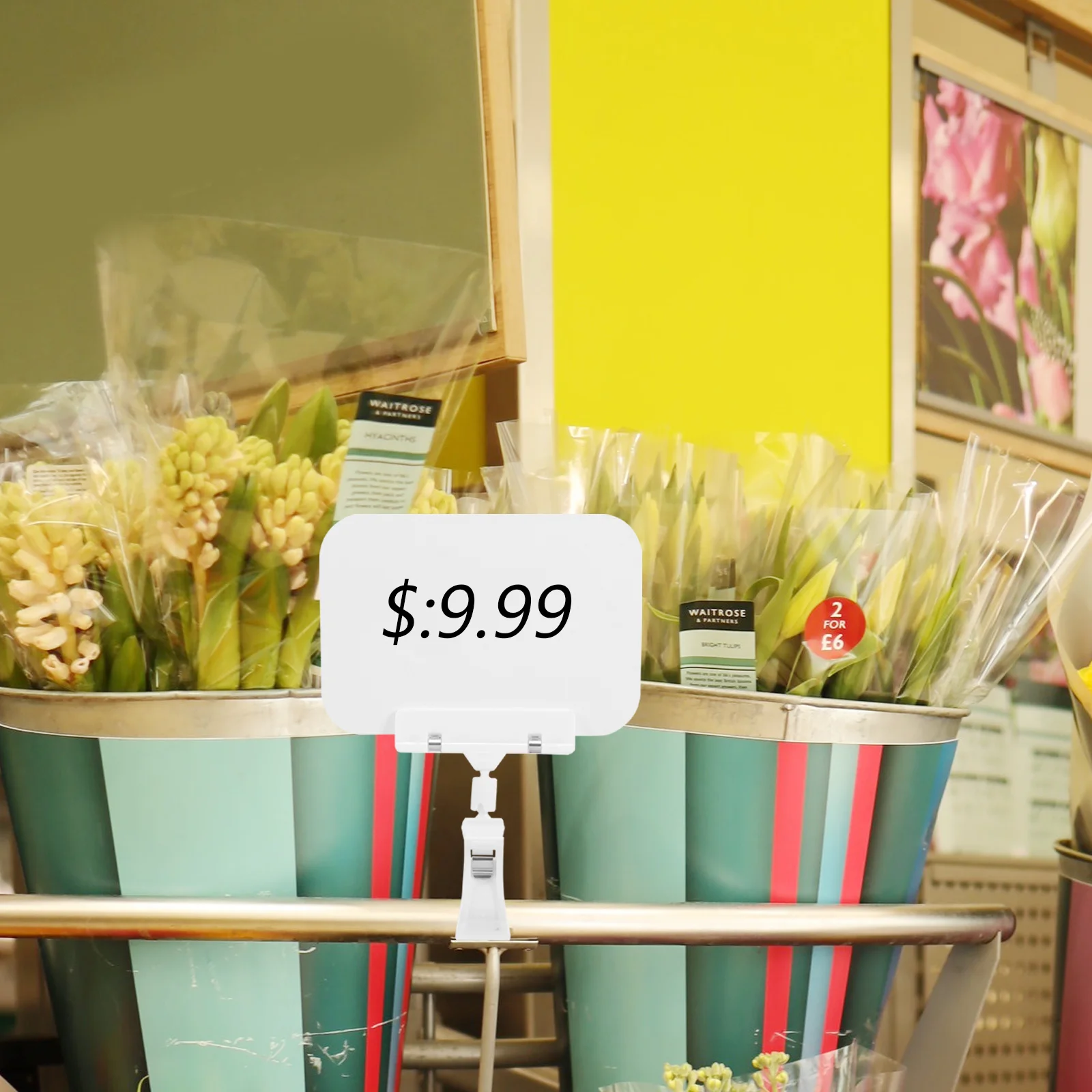 10 個防水値札ホルダー小さなサインディスプレイクリップ店舗商品小売ラベルスタンドプラスチックサインホルダー