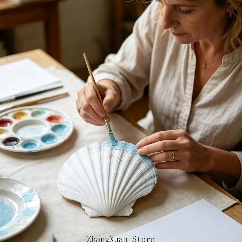 30 Stück weiße Muscheln zum Selbermachen, Malen, Backen und Hochzeitsdekorationen, natürliche gewellte Muscheln, Meeresthema – Detail 7