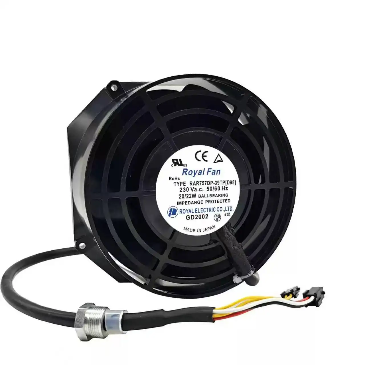 For Royal Fan RAR757DP-39TP[D98] AC 230V 20/22W Ball Bearing Industrial Cabinet Machine Cooling Fan Made in Japan CE cURus