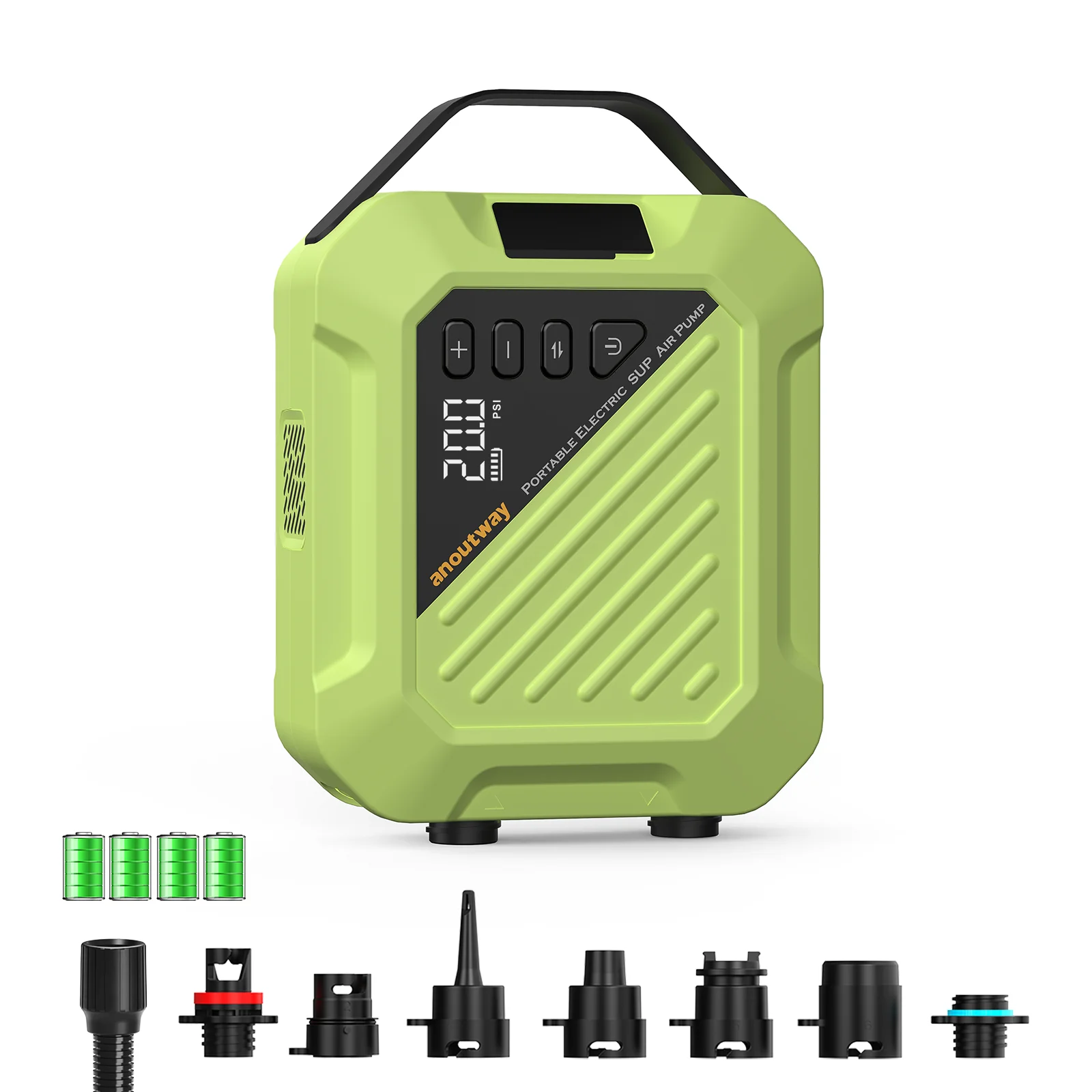anoutway Jungle Elektrische Aufblaspumpe 20PSI 4000mAh 11.1V Wiederaufladbare Pumpe für Strandball, Zelt, Flügel, Drachen, Matratze