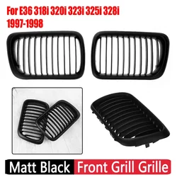 1 Pair Matt Black Front Grill Grille for E36 97-98 318i 320i 323i 325i 328i 1997-1998 Front Bumper Grille Hood Grill Replacement