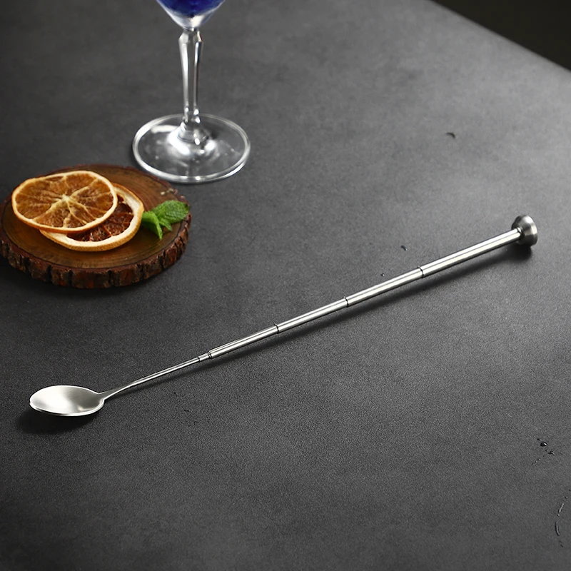 1PC Stainless Steel Retractable Bar Spoon Bar Tools Bartender Cocktail Mixing Spoon Telescopic Extendable Long Spoon