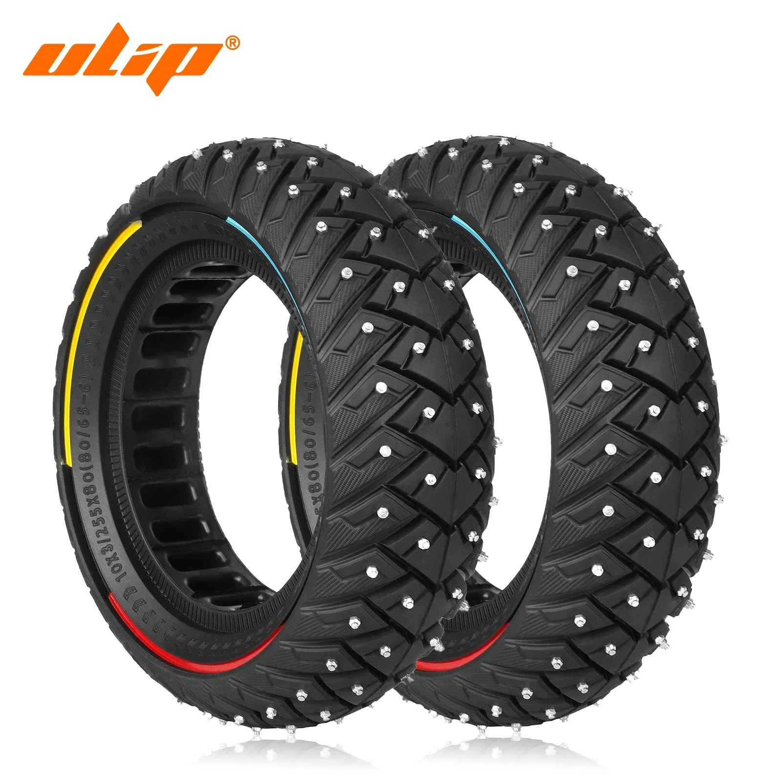 ULIP 2Pack 10x3 Snow Tire for Zero 10X Kaabo Dualtron E-Scooter Winter Tire with Studs 10 Inch Solid Puncture-Proof Tires 255x80