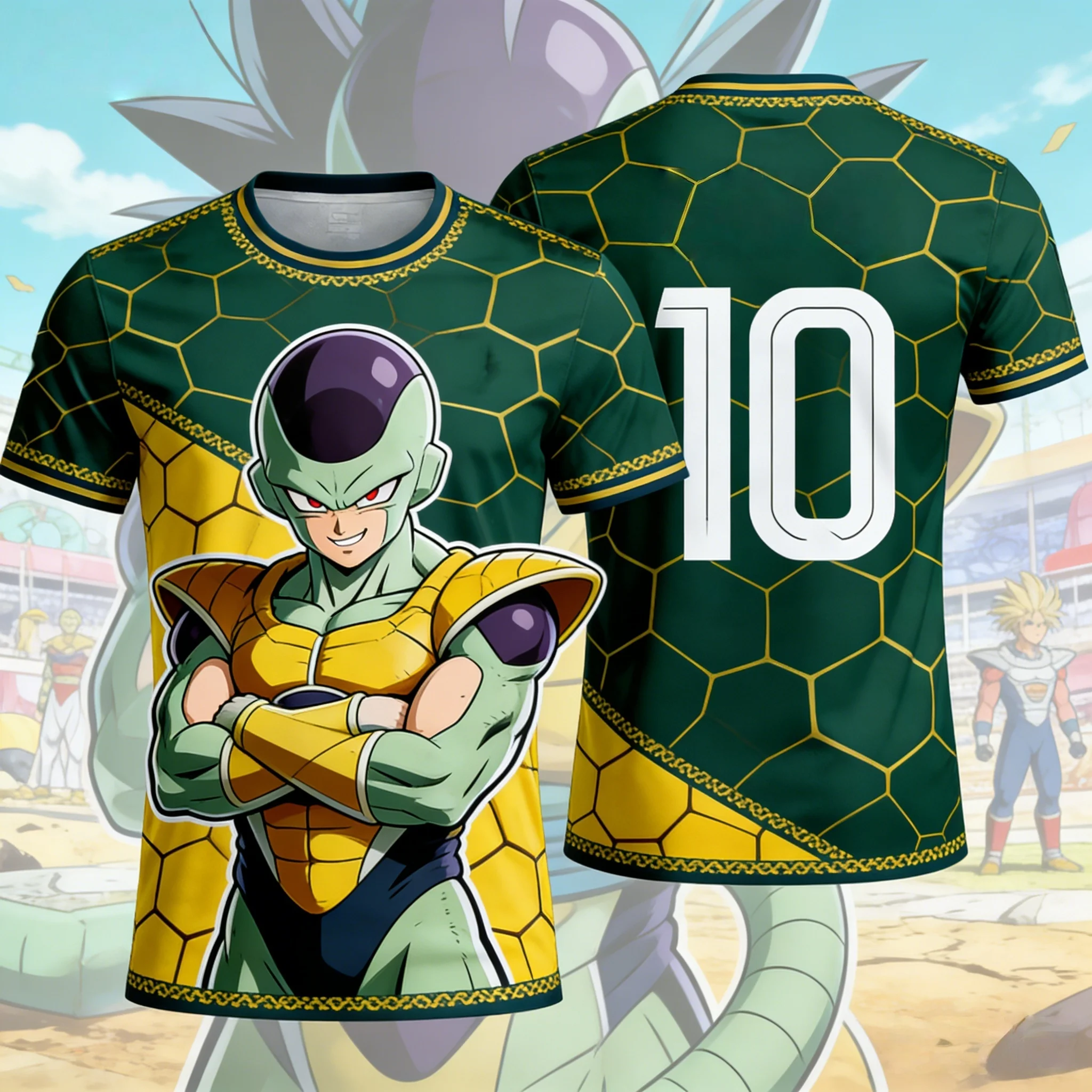 

2026 Summer Dragon Ball Goku 10 Soccer Energy 3D Print Oversized T-shirt Men Women Unisex Y2K Anime Tee Kids Adult Tops