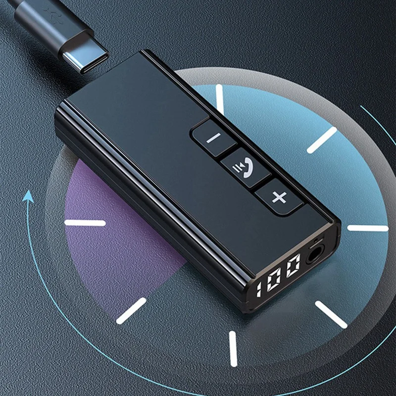 Bluetoothワイヤレスカーレシーバー,ハンズフリー通話アダプター,オーディオコンバーター,デジタルディスプレイ,TFカード