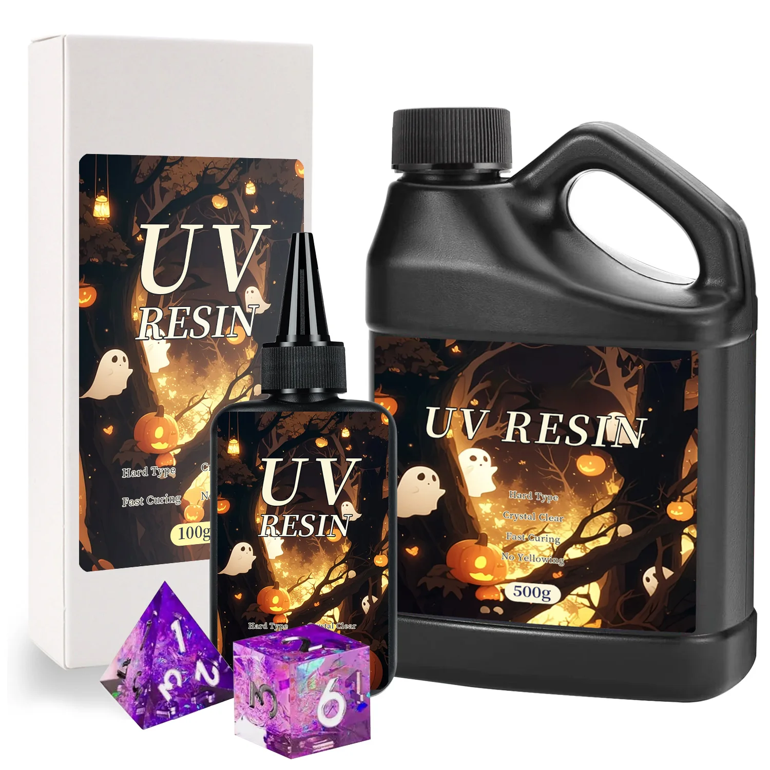 Halloween UV Resin Epoxy Kit High Gloss UV Resistant Free Art Resin,Crystal Clear Fast Curing,Casting Resin Art DIY Jewelry Make