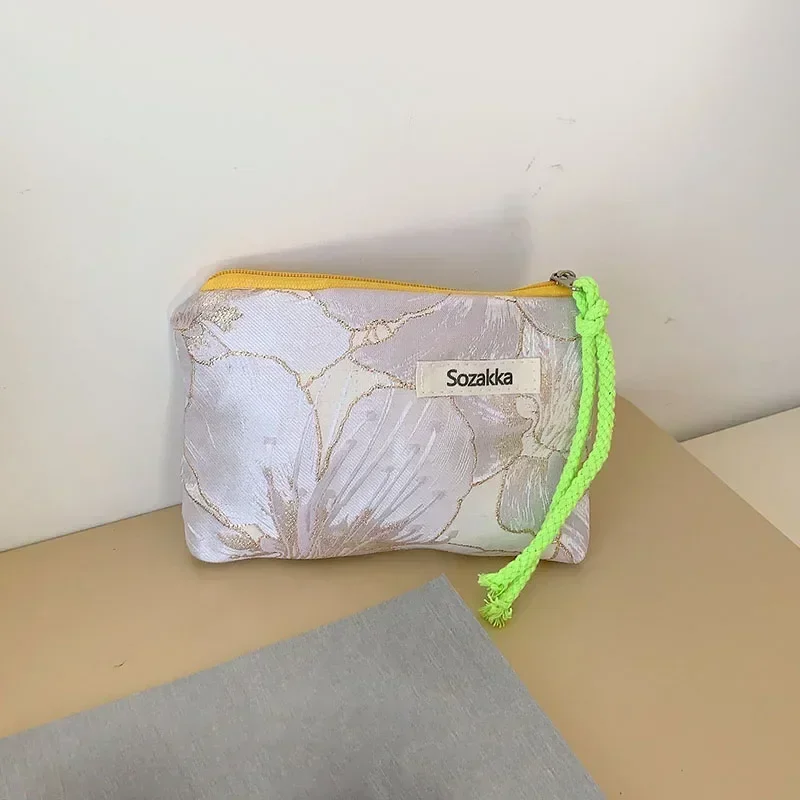 Monedero de lona suave con flores, cartera, bolso de mano, tarjetero portátil, bolsa de almacenamiento para dinero