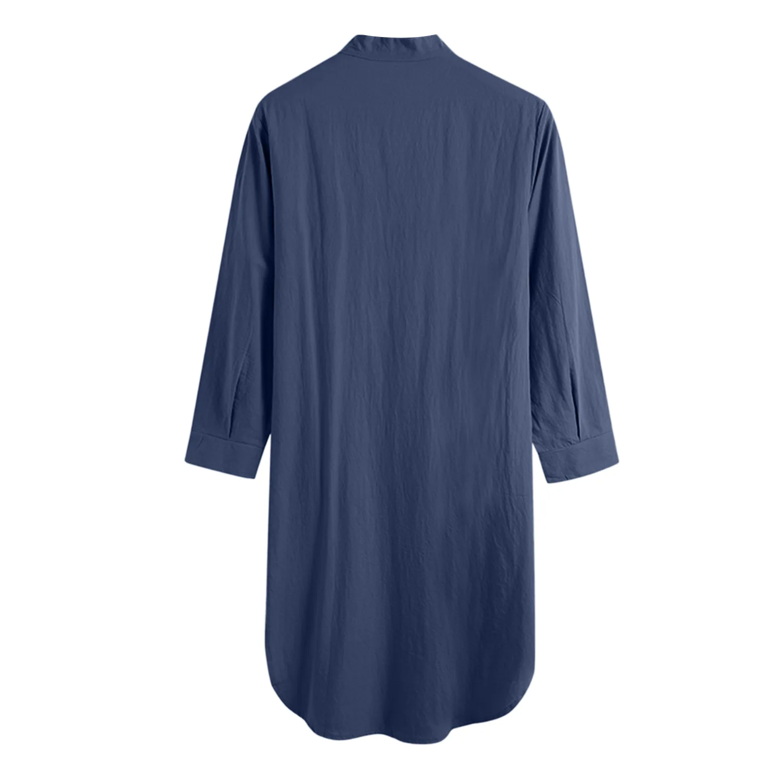 Männer Button-down Schlaf Roben Einfarbig Stehkragen Langarm Nachthemd Mode Komfortable Hause Tragen Lose Bademäntel m-3XL – Detail 20