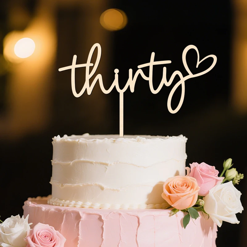 YOMDID Thirty Cake Topper 30th Birthday Cake Topper 30th Anniversary Party Dekorationen Prost auf 30 Jahre alt Kuchendekoration – Detail 8
