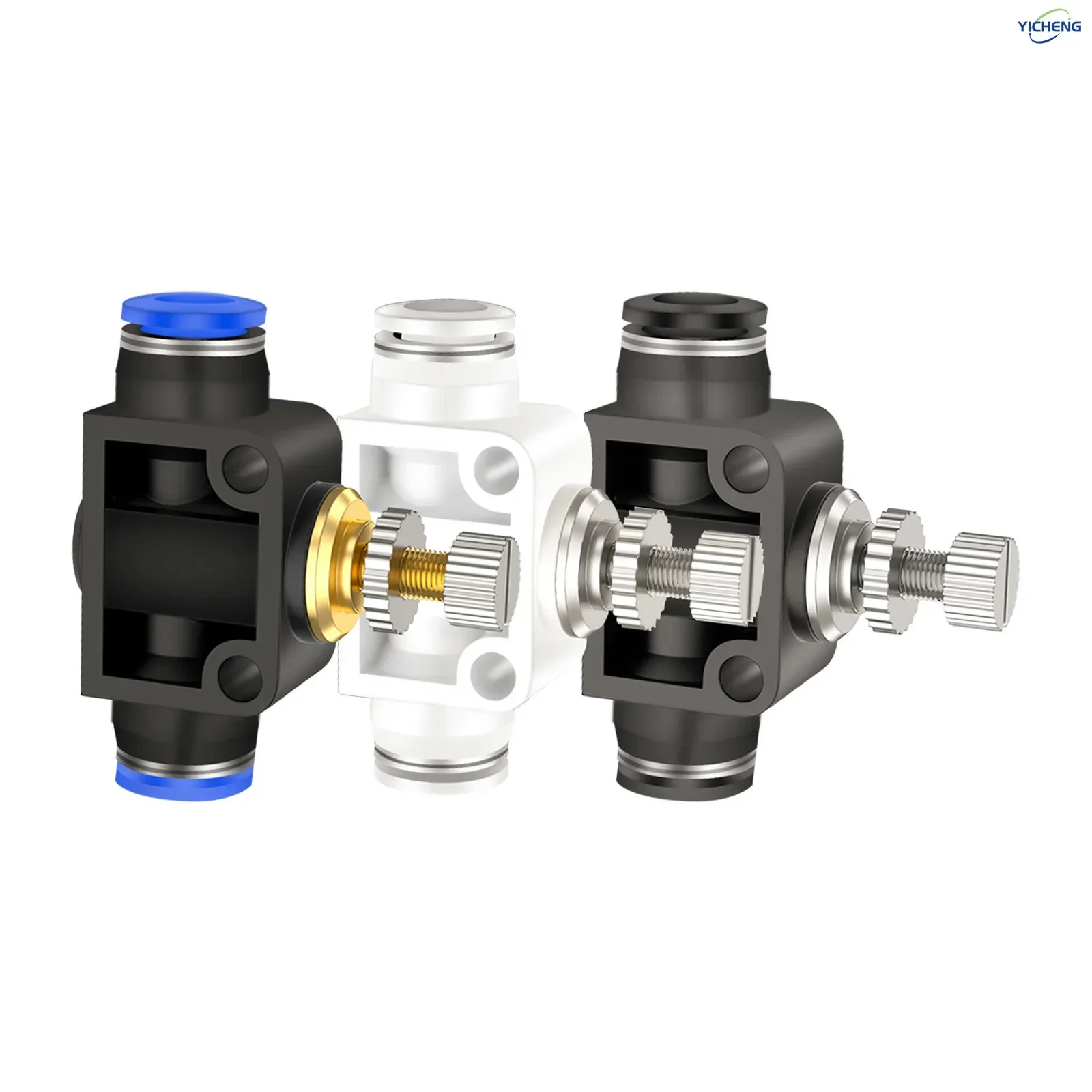PNEUMATIC 6MM Tube OD - Air Flow Control Valve with Push-to-Connect Fitting,Speed Controller Union Straight (Pack of 5）