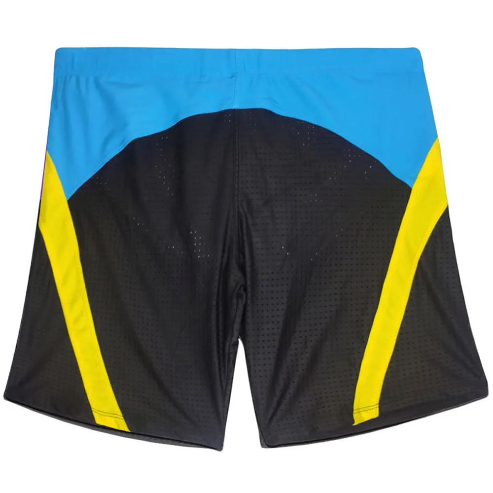 2026 men's four-quarter medium-length swimming trunks with triangular lining nylon mesh color matching swimming trunks UXH238