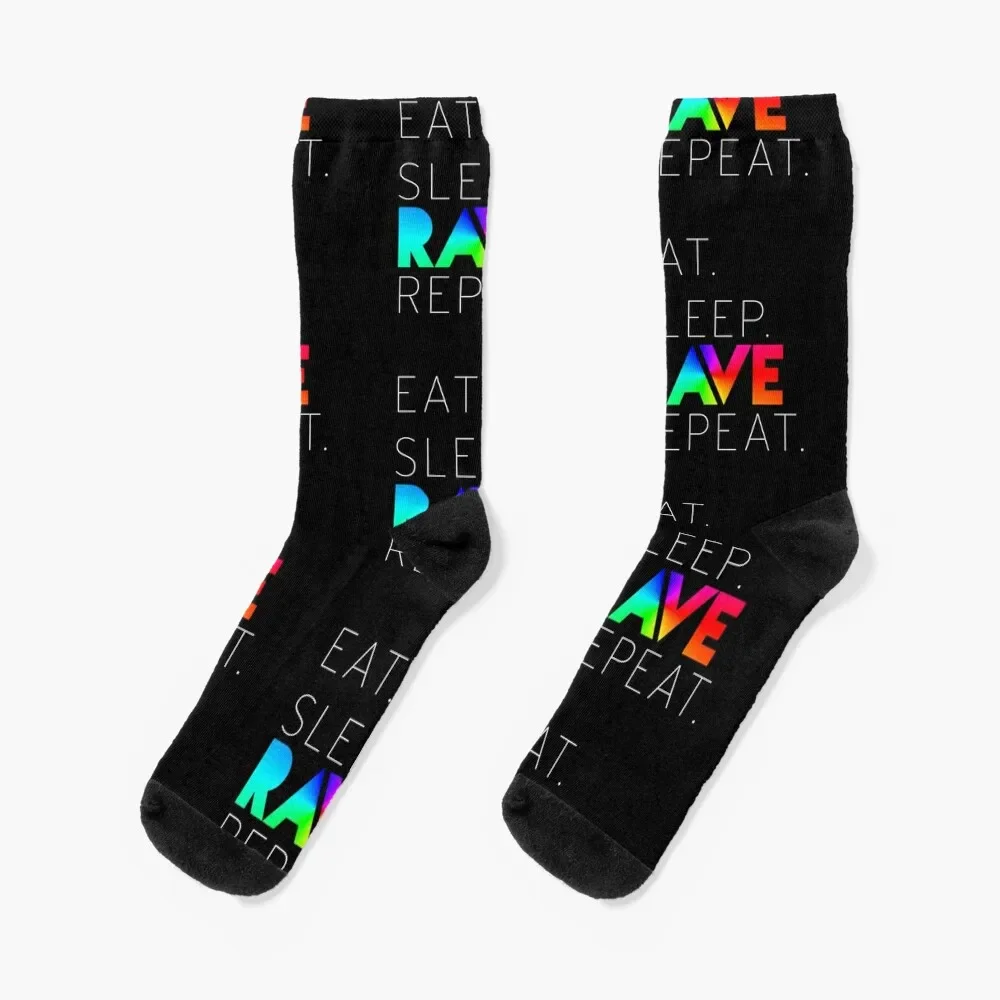 

Eat Sleep Rave Repeat Socks Novelties happy luxury Men Socks Luxury Brand Women's