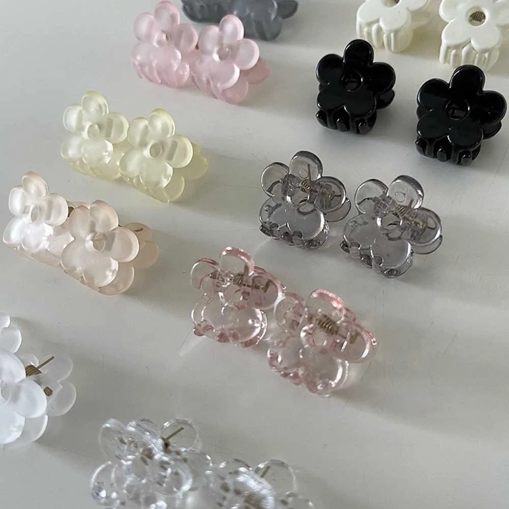 Mini pinza de pelo de flores de plástico coreano para mujeres y niñas, Clips coloridos dulces, horquillas, accesorios para el cabello, pasadores, regalo, 4 piezas por juego