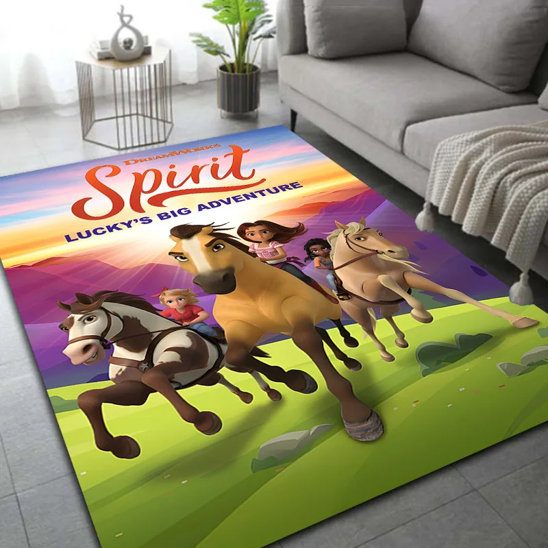 Cartoon Spirit Riding Free Horses Area Rug,Carpet Rug for Living Room Bedroom Sofa Doormat Decoration,  tapetes de sala tapis