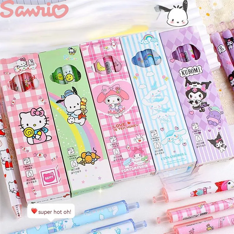 Imagem -02 - Sanrio Ballpoint Gel Canetas Hello Kitty Kuromi Cinnamoroll Caneta Neutra Student Writing Escritório Material Escolar Papelaria Pcs