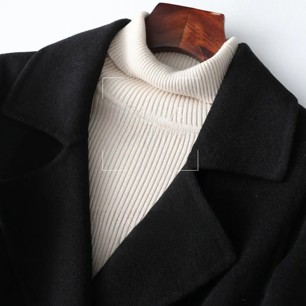 

Women's Double-Sided Cashmere Outwear Mid-Length Slim Fit Korean Style Woolen Jacket New Wholesale
