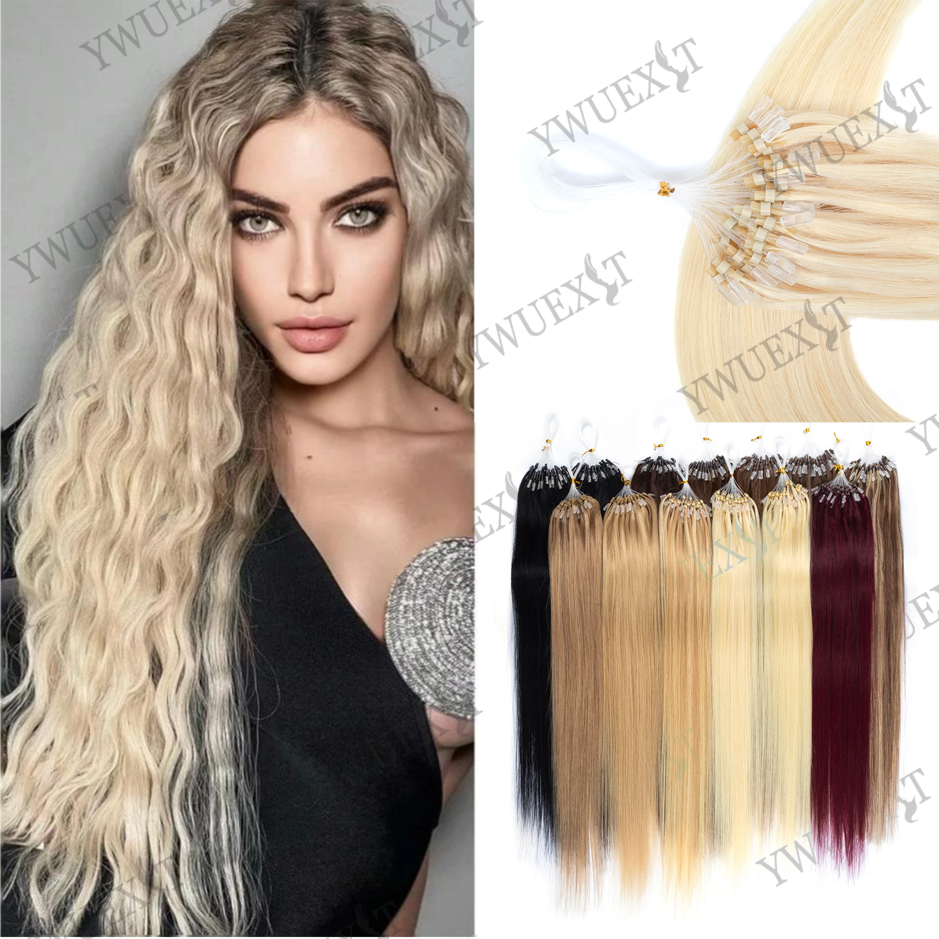 

Easy Install Micro Loop Hair Extensions Natural Straight Fishing Line Keratin Tip Extensions for Women Salon Quality DIY Results