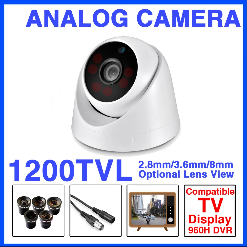 

1200TVL HD CVBS Night Vision IR-CUT 6LED Analog CCTV Camera Compatible TV Mini Dome Indoor Home Use New Model Reliable Security