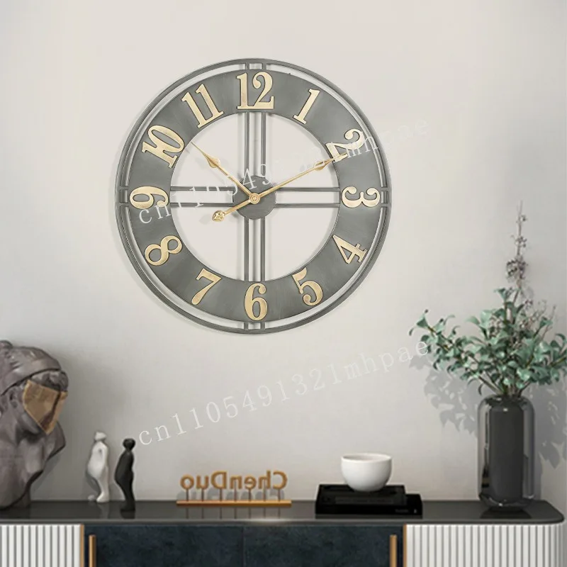 

American Retro Wrought Iron Wall Clock 60CM