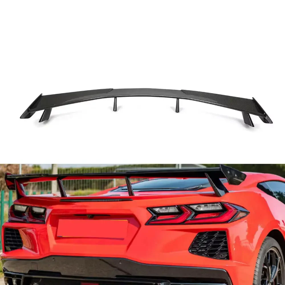 

7PCS Carbon Fiber Rear Spoiler Lid High Tail Wing For Chevrolet Corvette C8 2020-2021