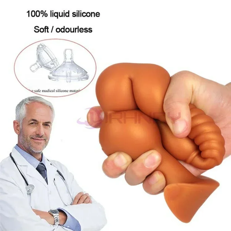 Enormes cuentas anales de 10cm, Juguetes sexuales de Cosplay BDSM, tapón Anal suave de silicona con cola, bolas de dilatación Anal para masaje de próstata para hombres y mujeres