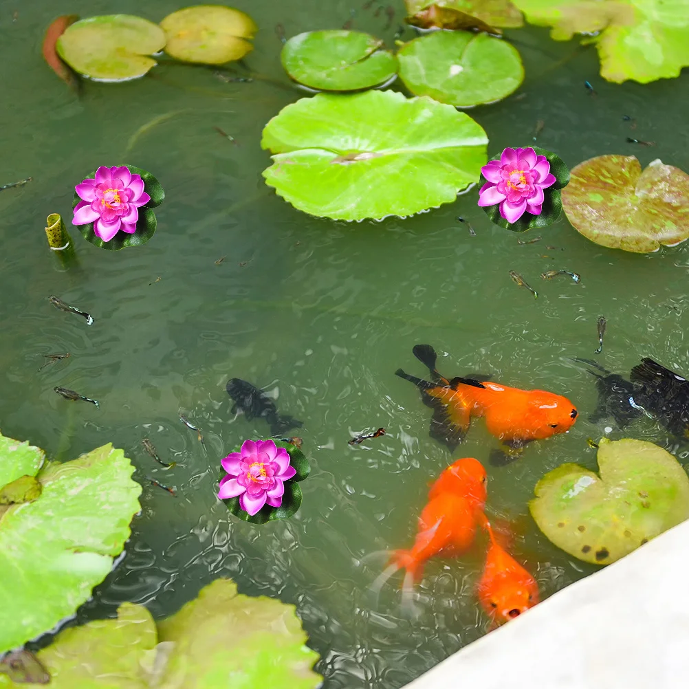

8Pcs Artificial Lotus Flowers Floating Pond Decor Simulation Plant Plastic Water Lily for Pool Fountain Fish Tank Garden