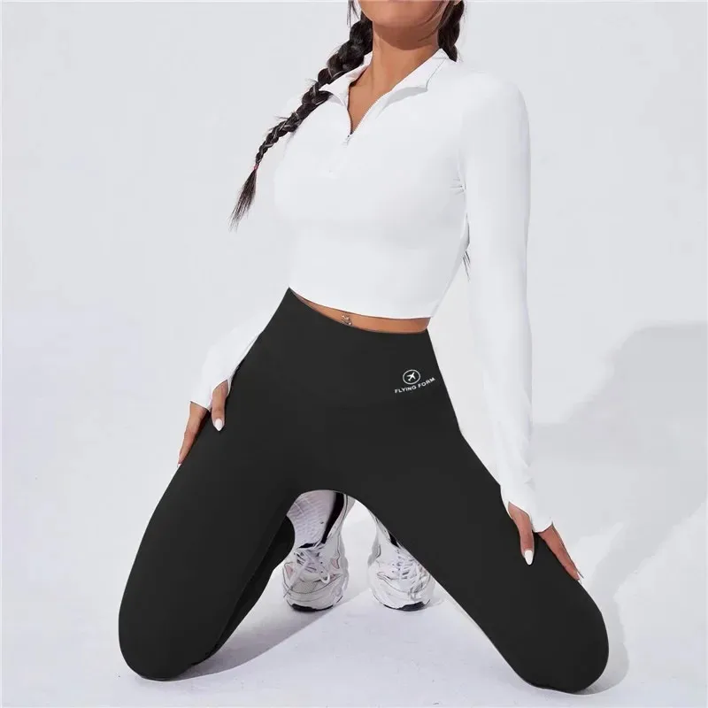 1 Stück Damen-Leggings, Stretch-Yoga-Hose, Push-Up Fitness-Laufhose, Sportbekleidung, einfarbige Hose – Detail 3