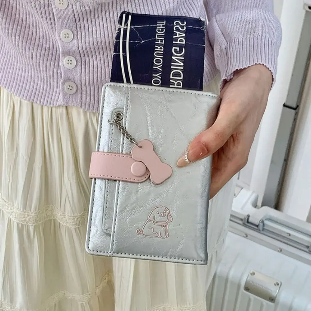 Card Holder PU Passport Bag Cute Puppy Passport Cover Travel Wallet Multifunctional Purse Card Storage Bag Travel Accessories view 4