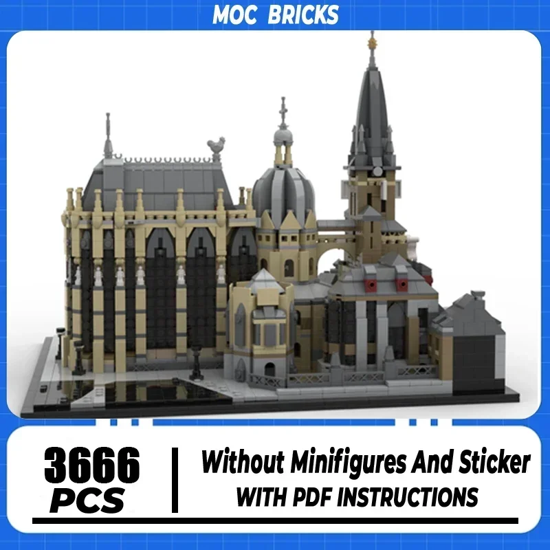 

Модульная модель собора из строительных блоков Moc, технологичный конструктор, набор для самостоятельной сборки, игрушка-замок с видом на городскую улицу, подарок на праздник