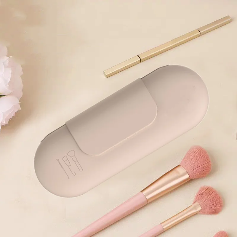 女性用メイクブラシバッグ シリコン製トラベルコスメティックブラシホルダーバッグ ポータブルメイクアップスポンジケース 防水メイクアップオーガナイザー