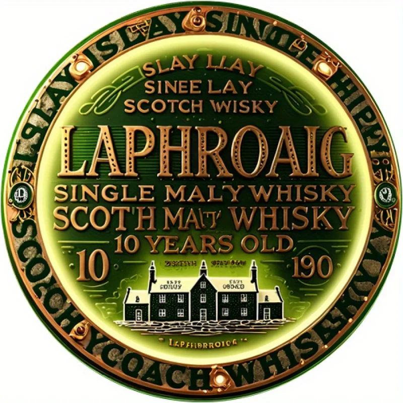 Letrero de Metal - Placa Decorativa Vintage Duradera para Pared, Letrero de Whisky Escocés Laphroaig Single Malt para Bar, Hogar, Oficina, o Cueva del Hombre